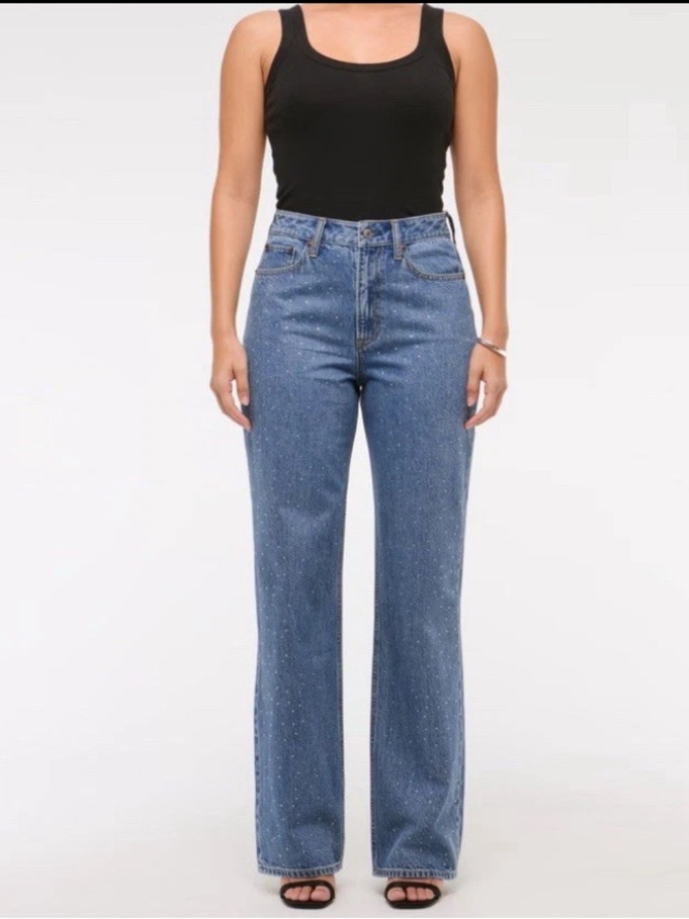 Abercrombie & Fitch Curve Love High Rise Rhinestone Embellished Jean